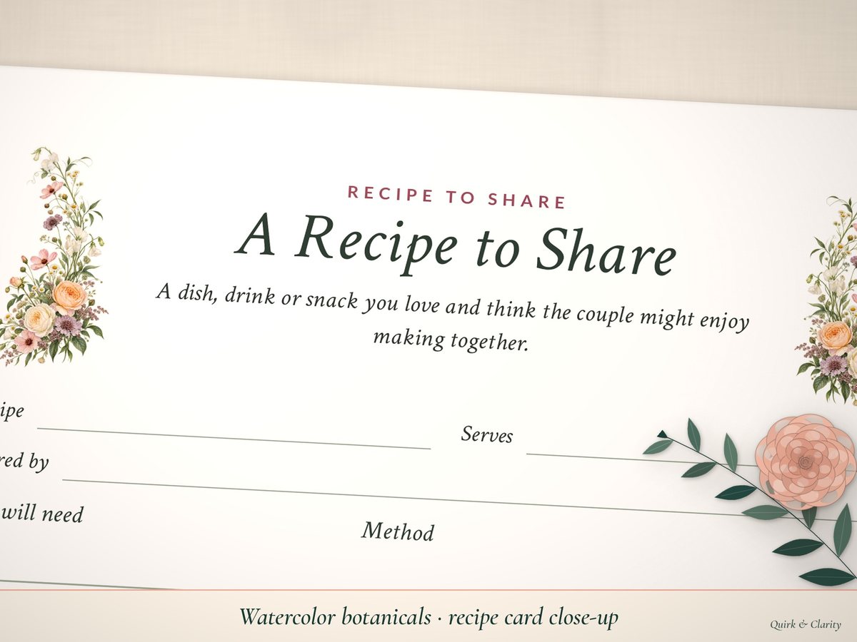 Bridal Shower Advice & Keepsake Cards: close-up detail