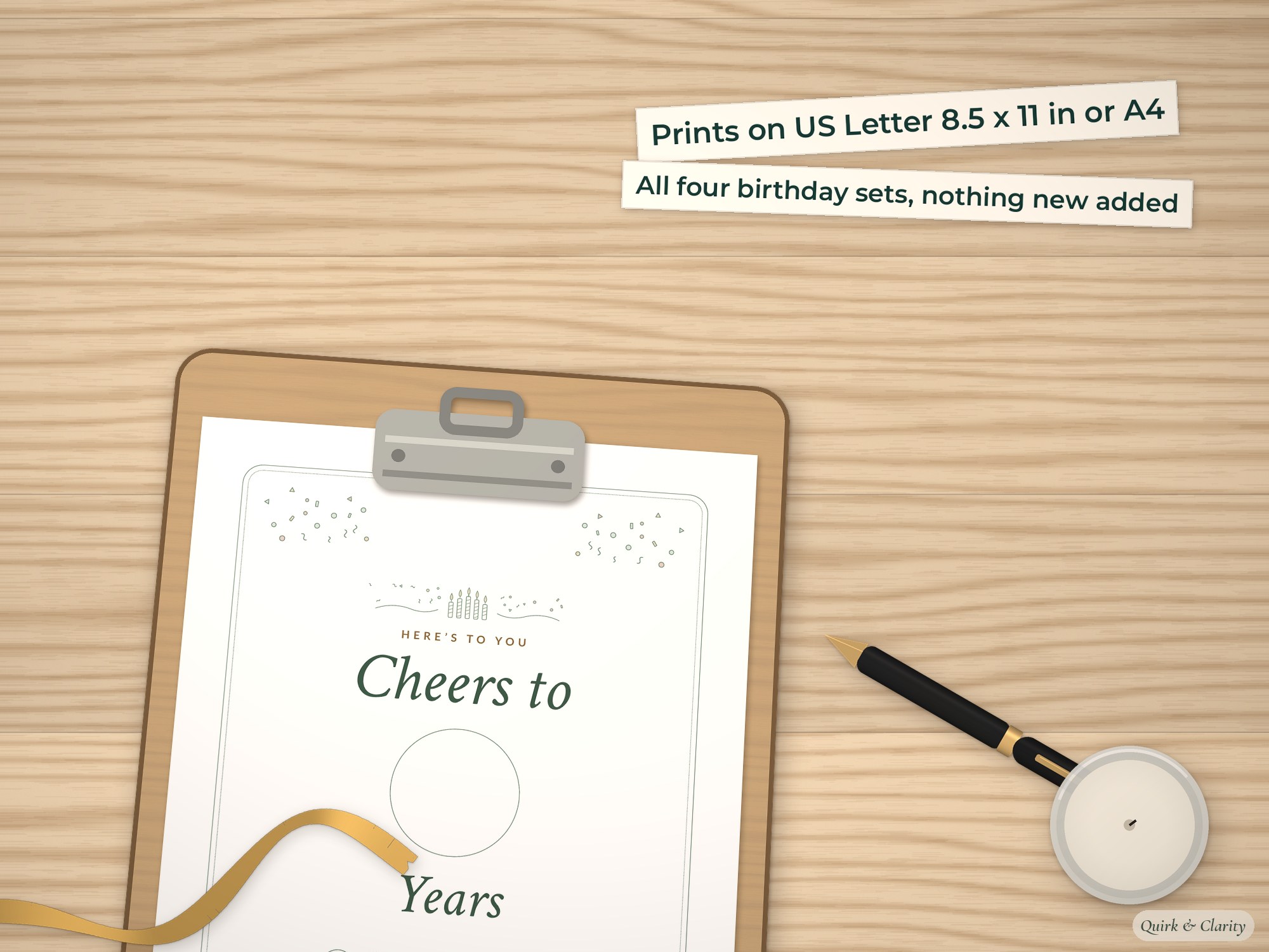 Cheers to Years sign from the bundle on a clipboard