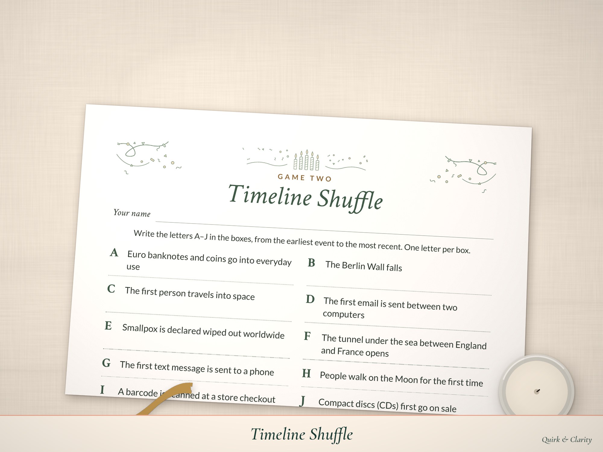 Close-up of the Timeline Shuffle page