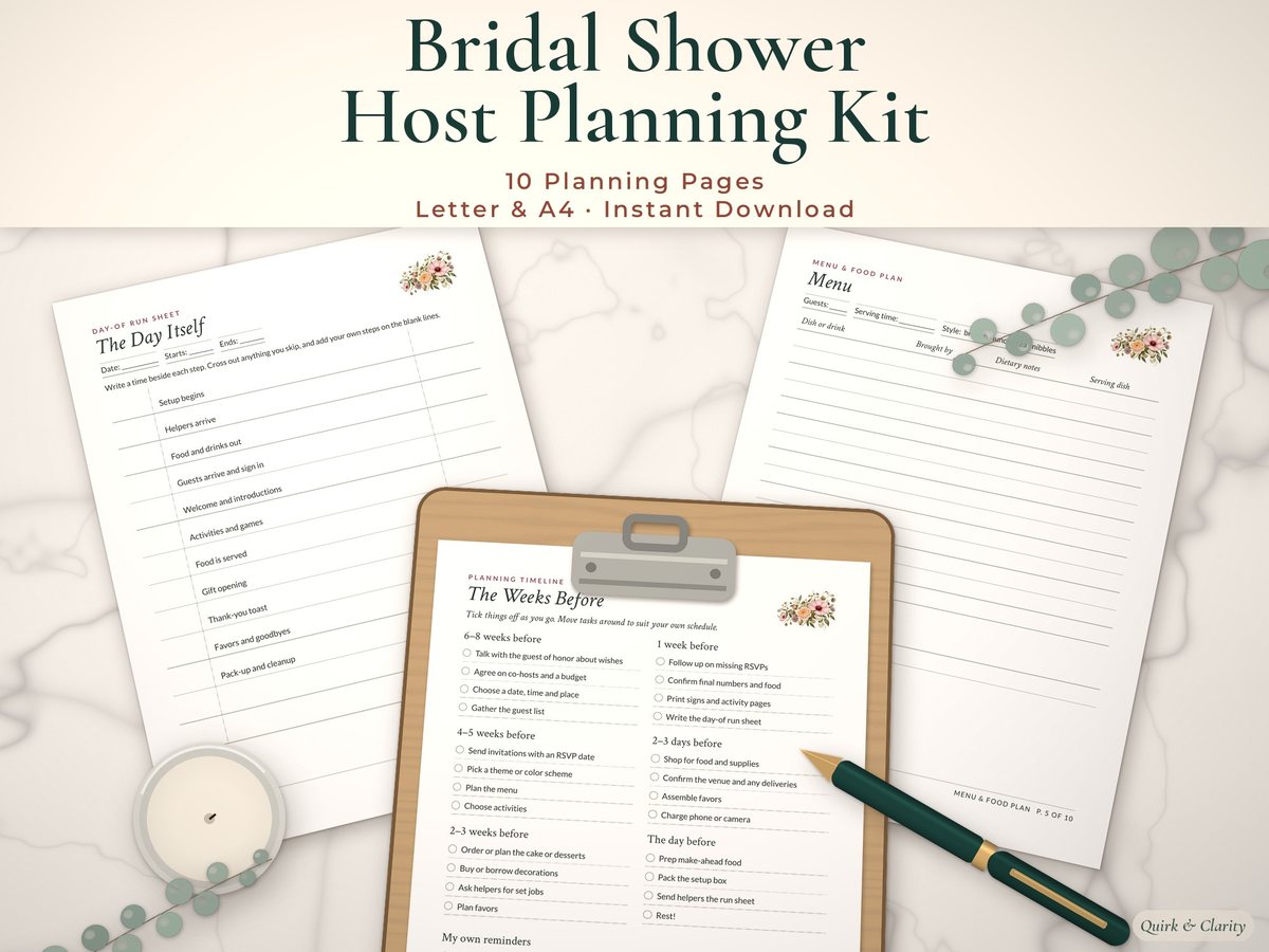 Bridal Shower Host Planner Kit: overview