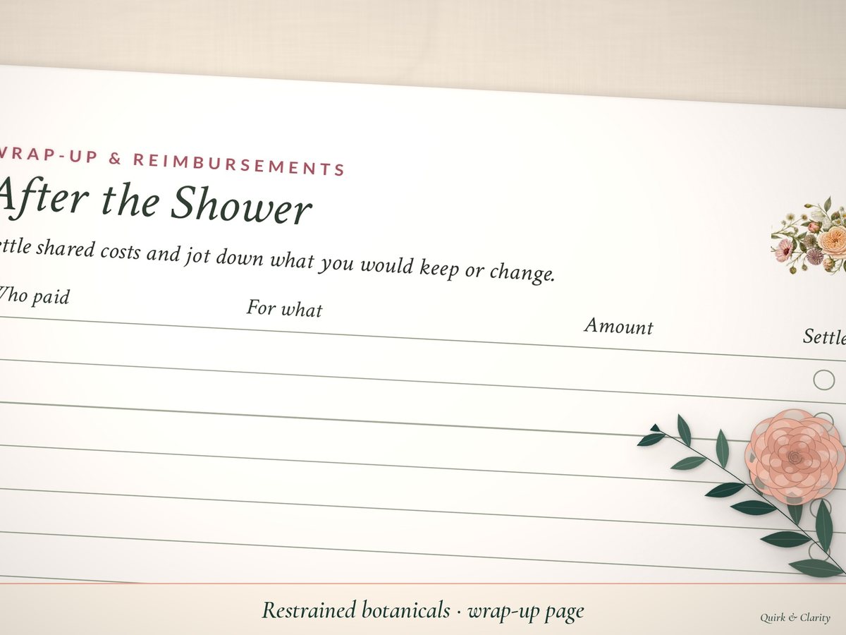 Bridal Shower Host Planner Kit: close-up detail