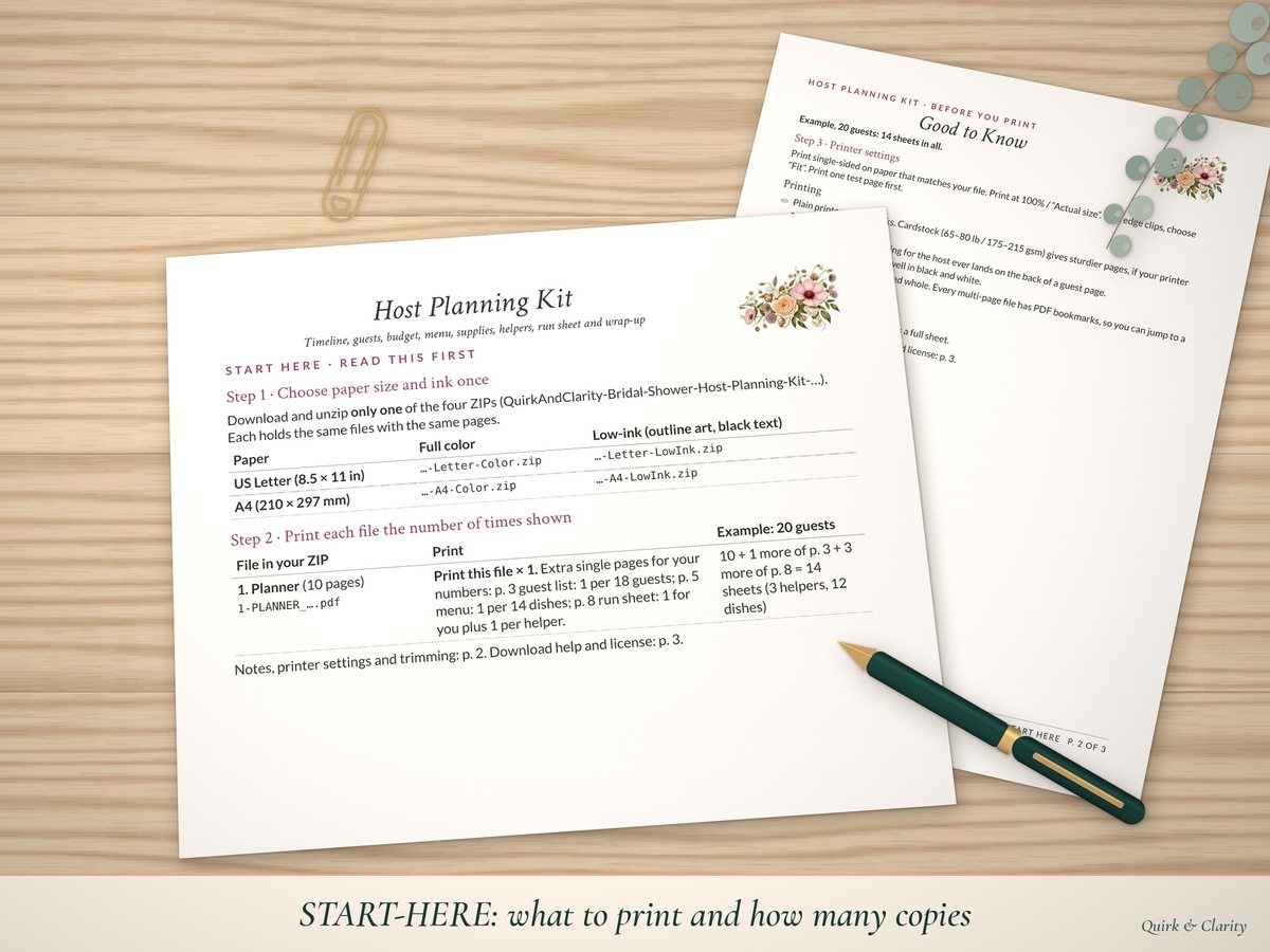 Bridal Shower Host Planner Kit: start-here guide