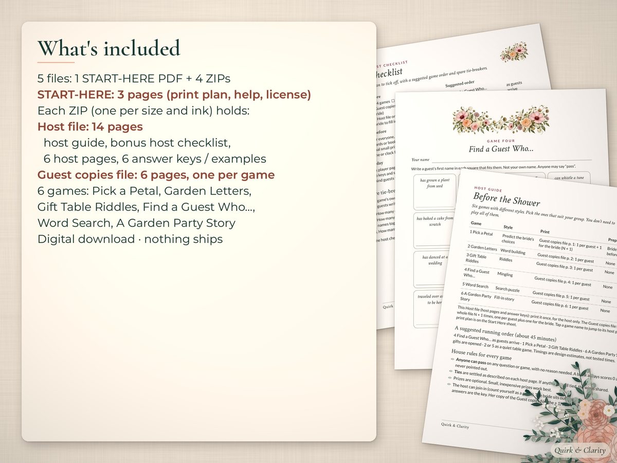 Bridal Shower Games: what's included