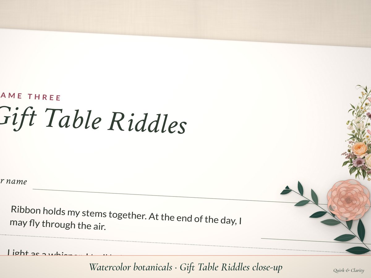 Bridal Shower Games: close-up detail