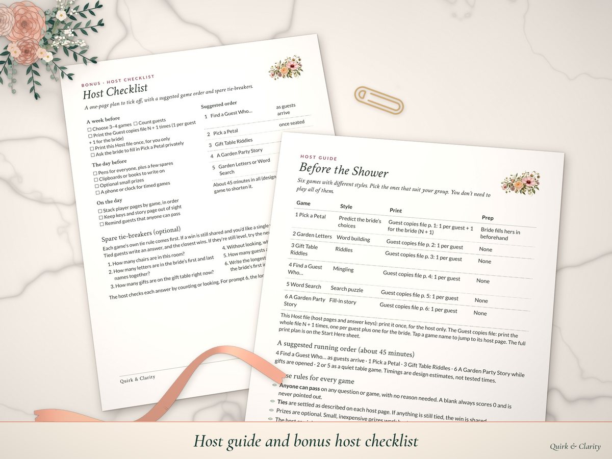 Bridal Shower Games: more pages