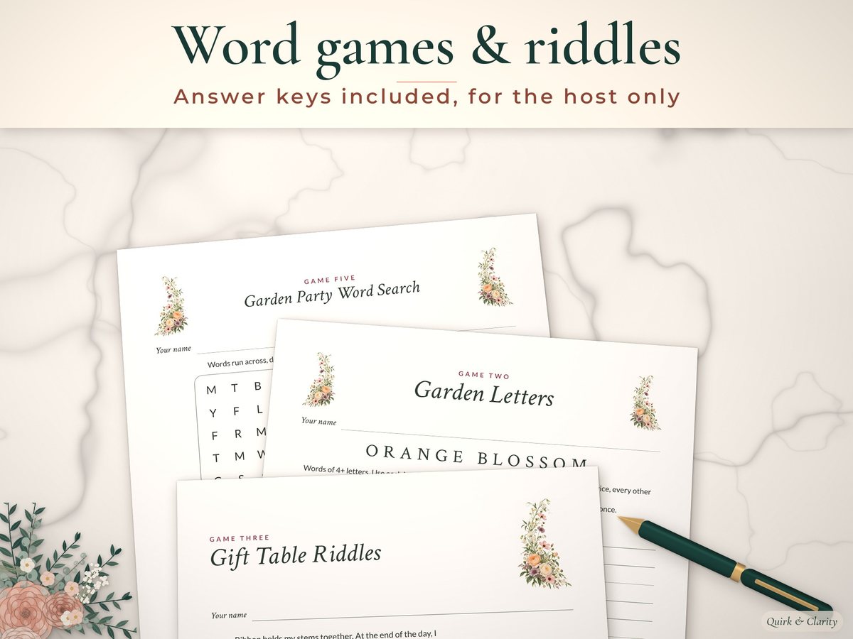 Bridal Shower Games: puzzle pages