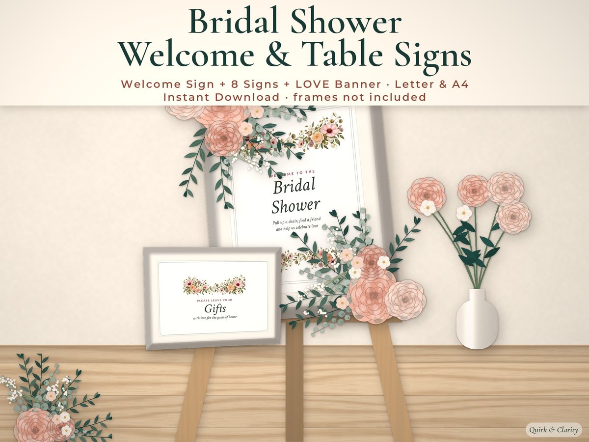 Bridal Shower Welcome & Table Signs: overview