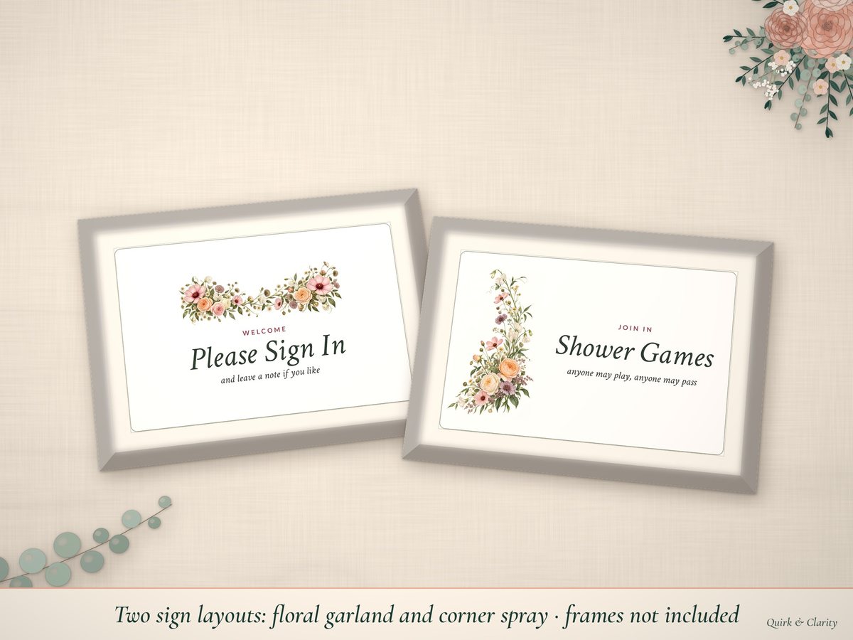 Bridal Shower Welcome & Table Signs: close-up detail
