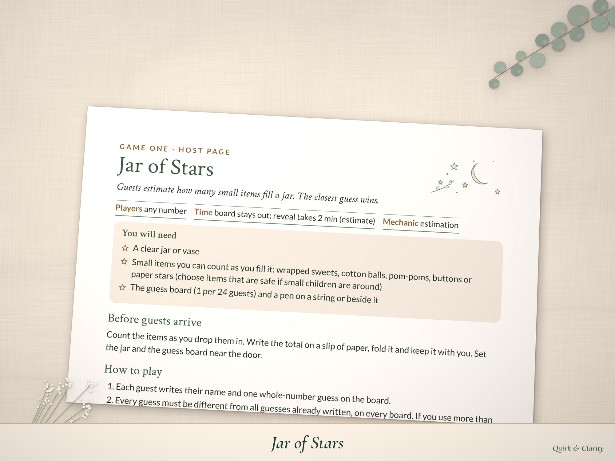 Close-up of the Jar of Stars page