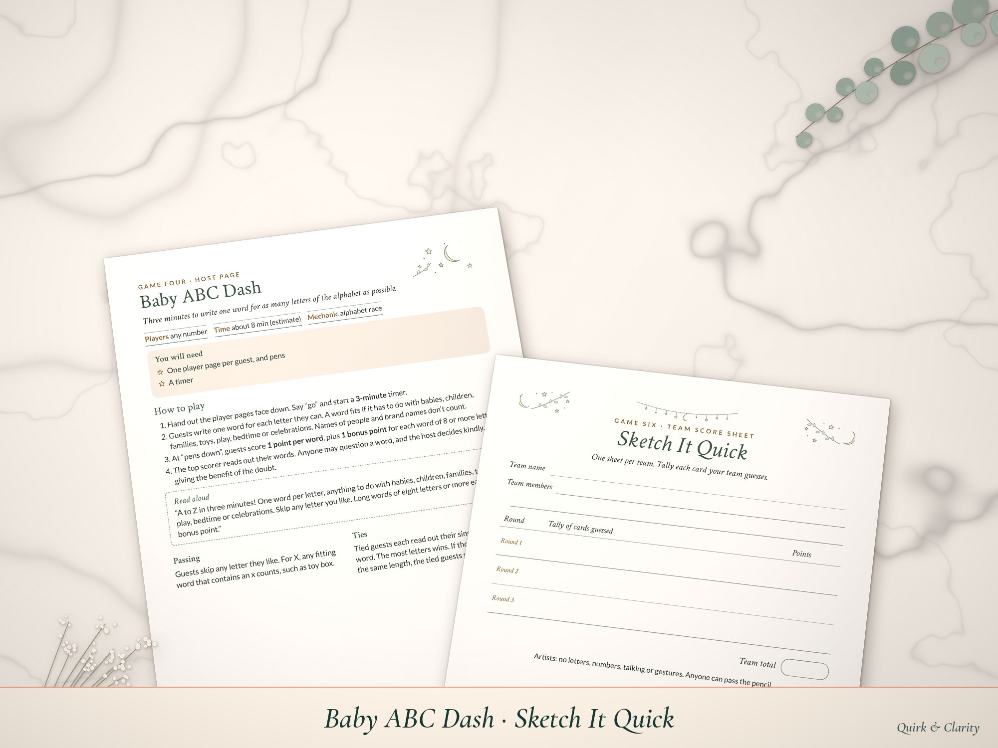 Baby ABC Dash and Sketch It Quick pages