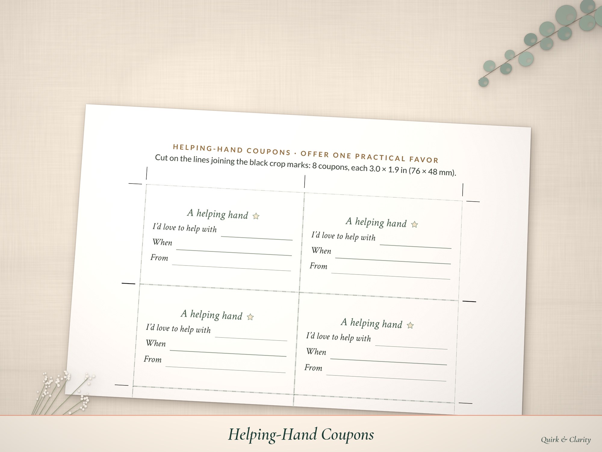 Close-up of the Helping-Hand Coupons page