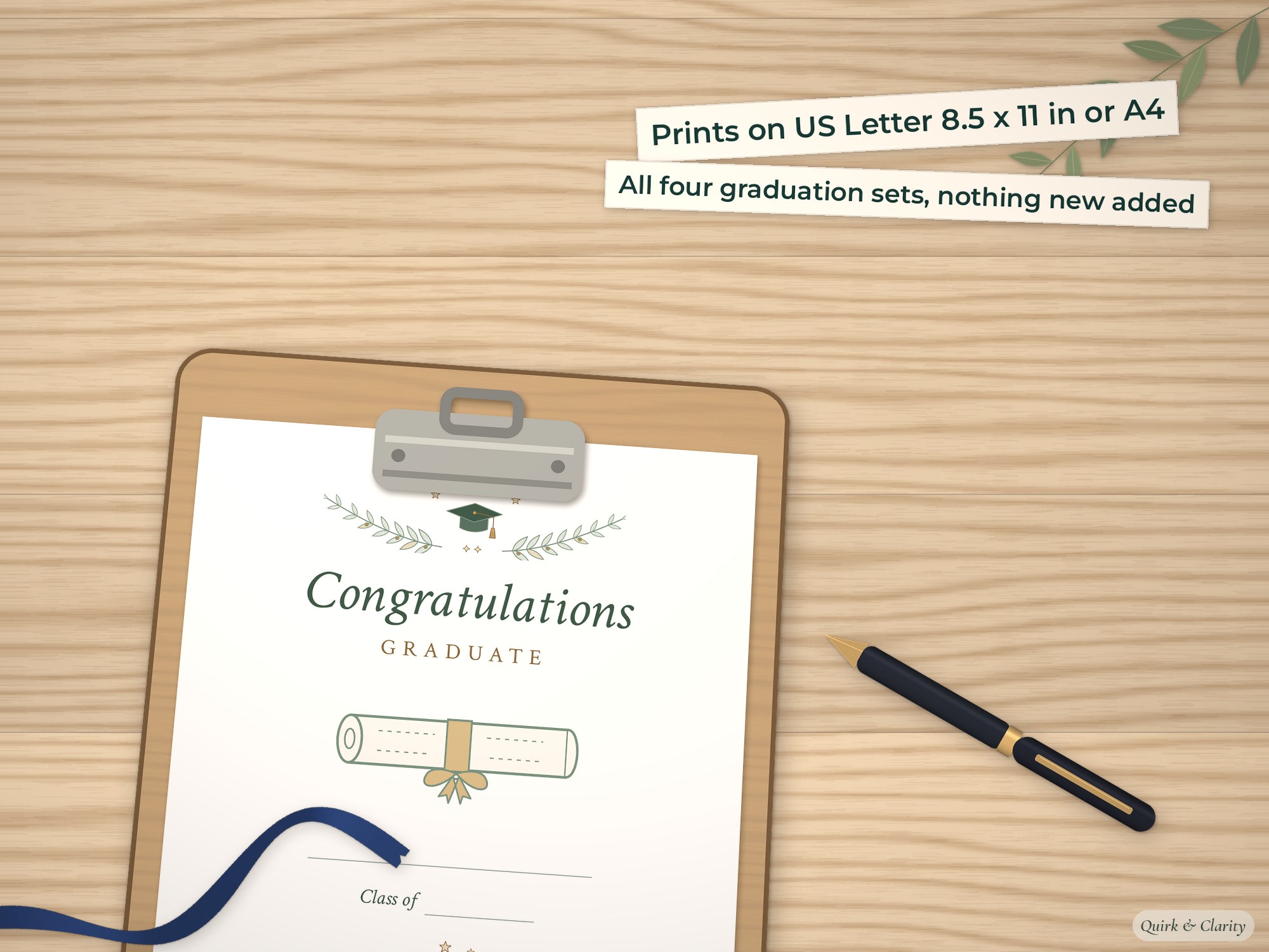 Congratulations Graduate sign from the bundle on a clipboard