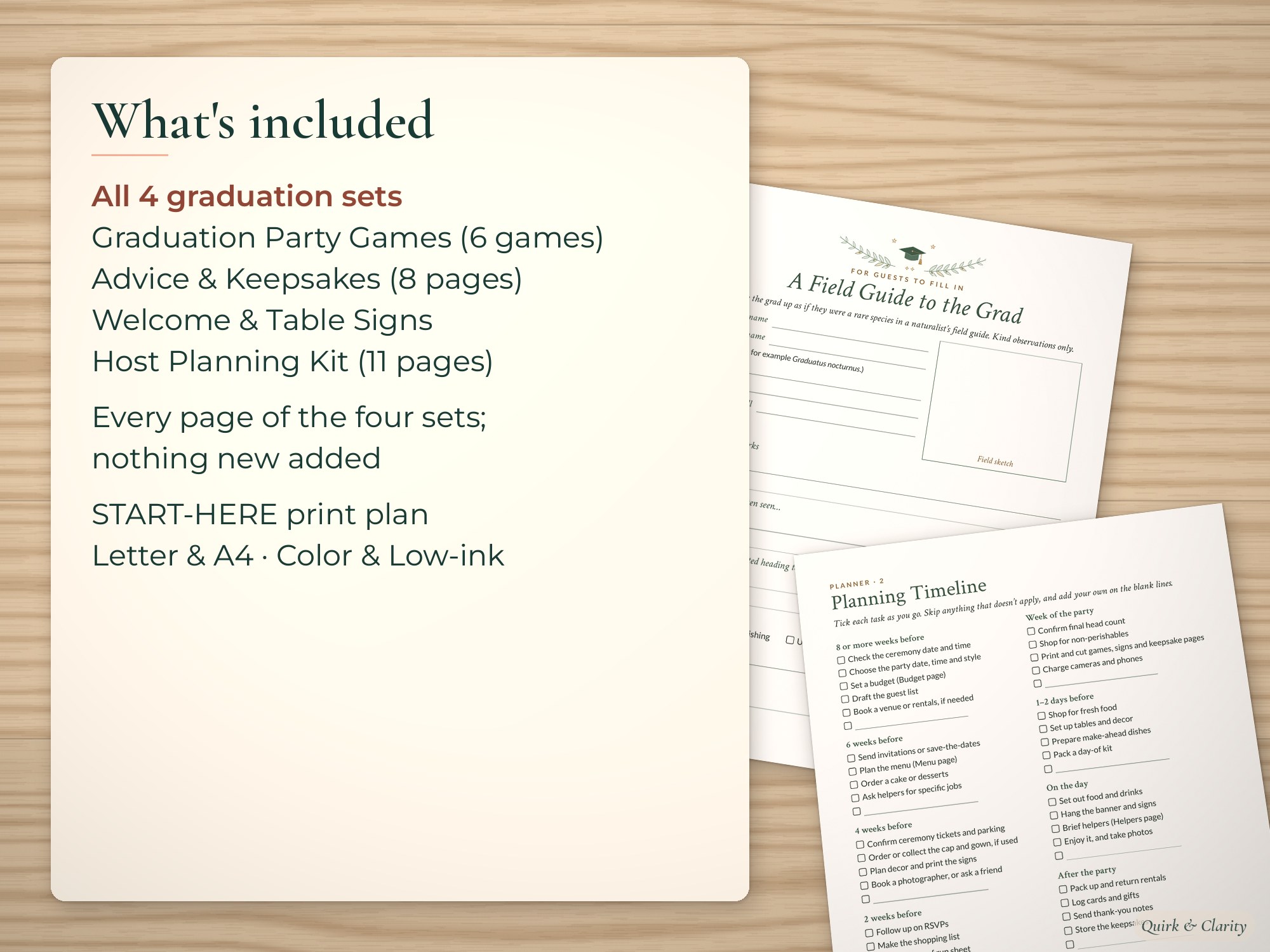 List of the 4 graduation sets in the bundle