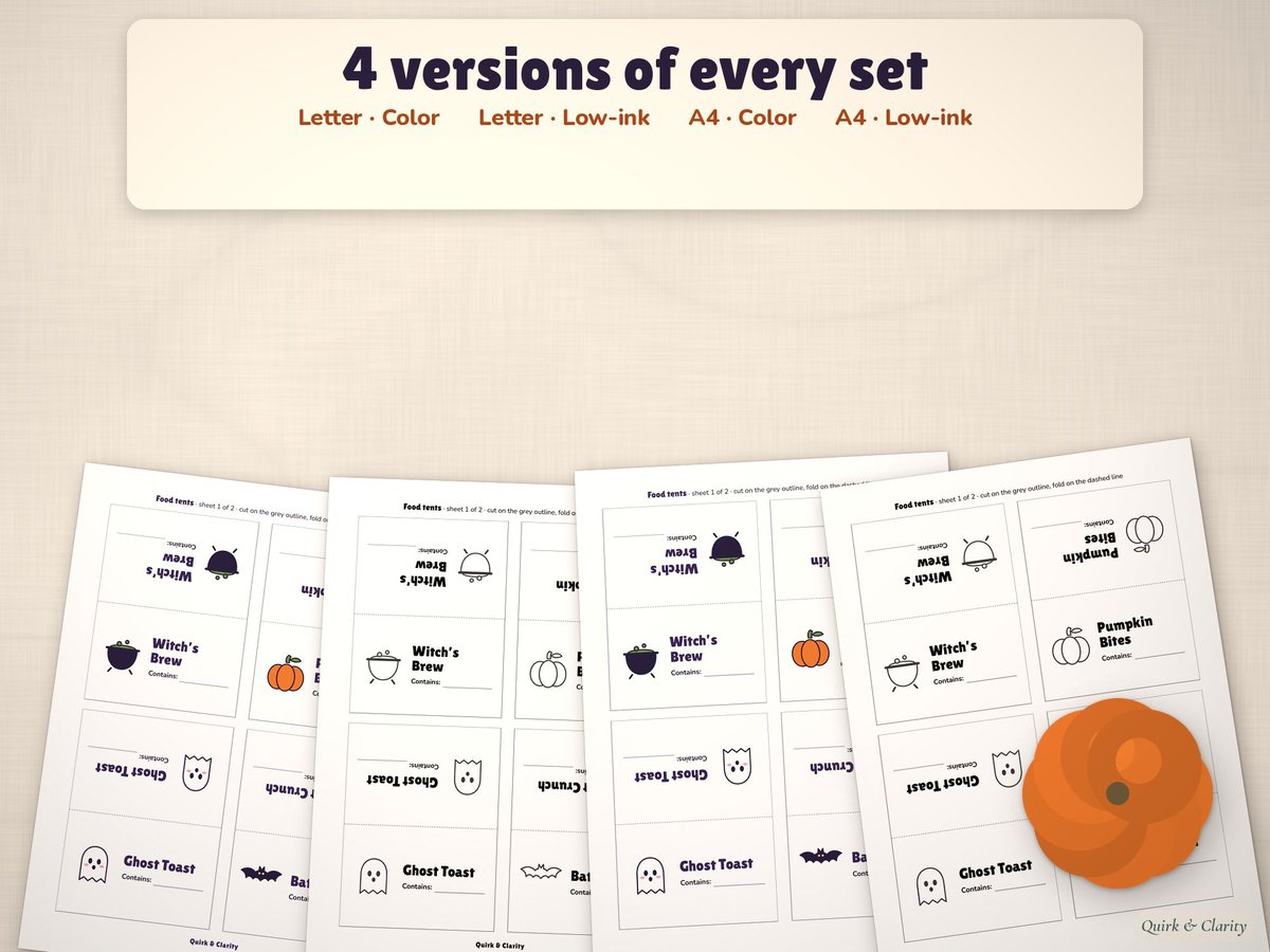 Halloween Party Bundle: letter and a4, color and low-ink