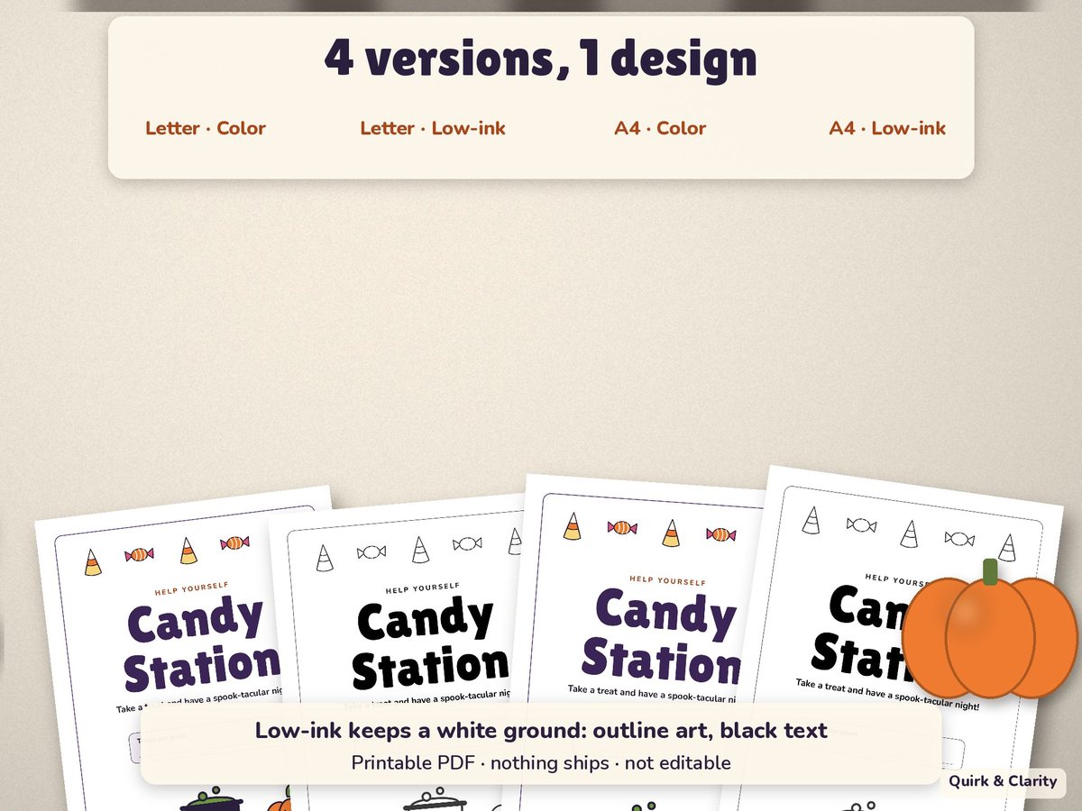 Halloween Party Decor & Signs: letter and a4, color and low-ink