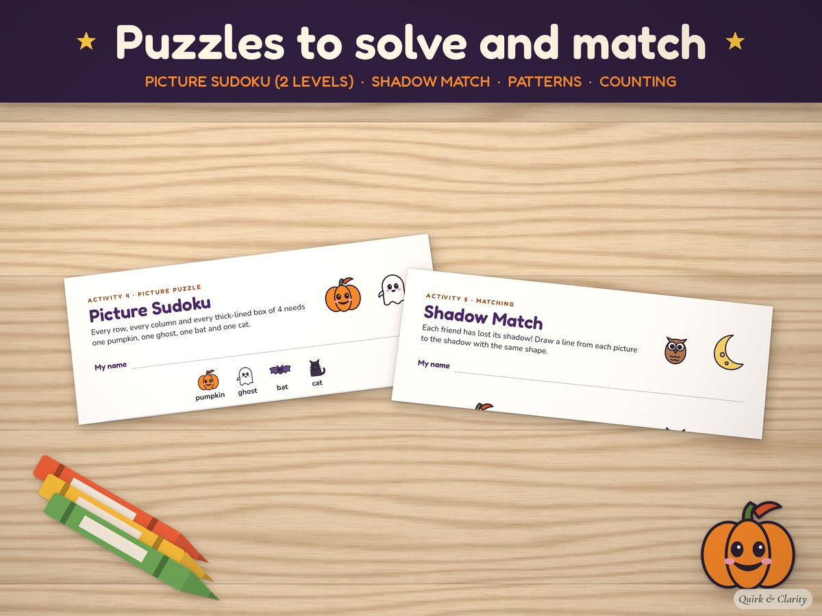 Kids' Halloween Activity Pack: puzzle pages