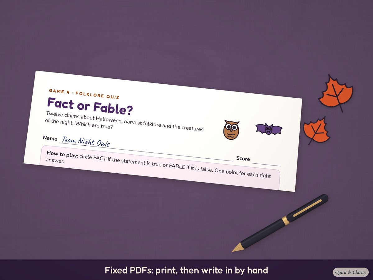 Halloween Party Games: write-in pages