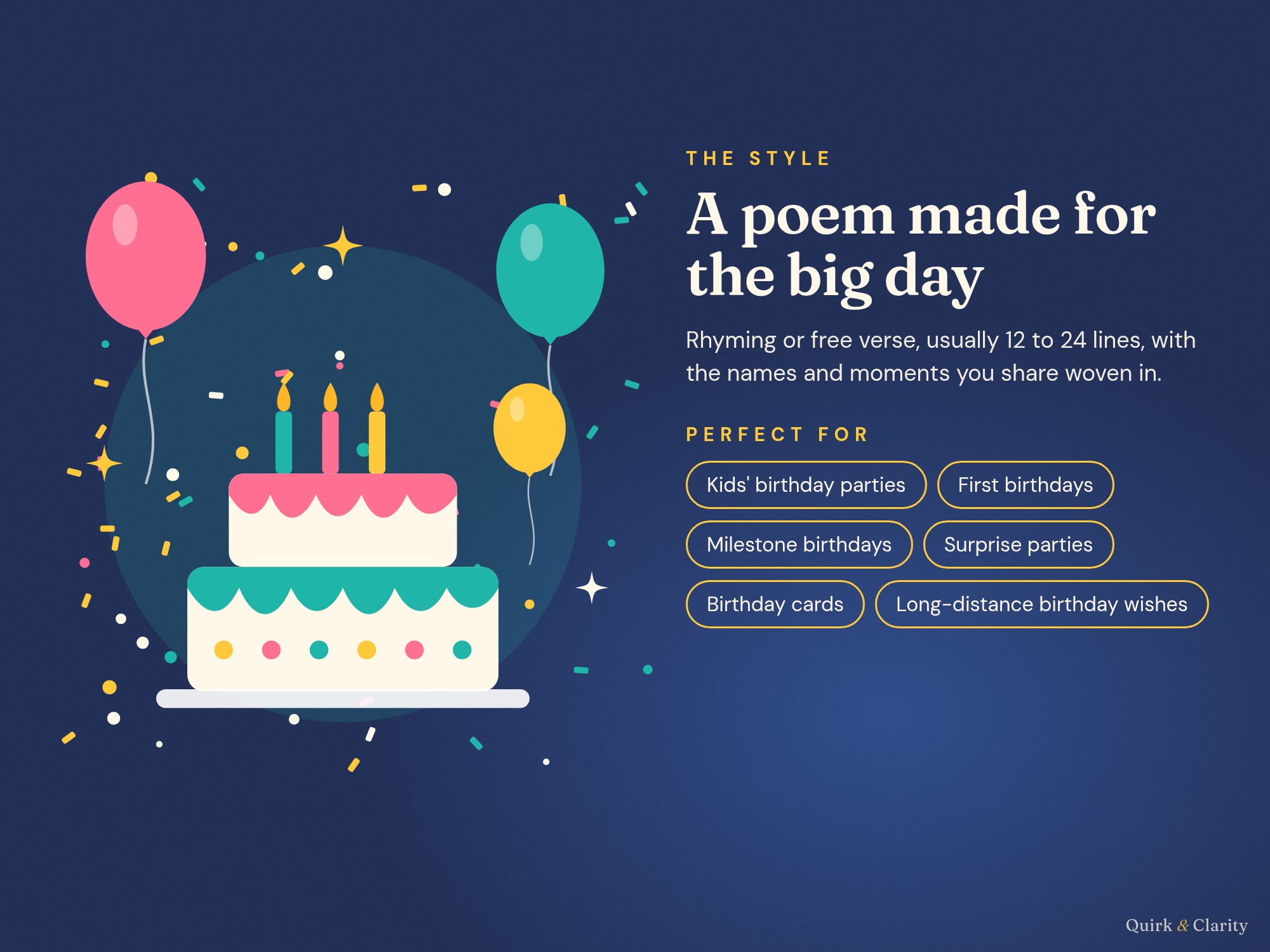 Poem style, rhyming or free verse, and the occasions this poem suits