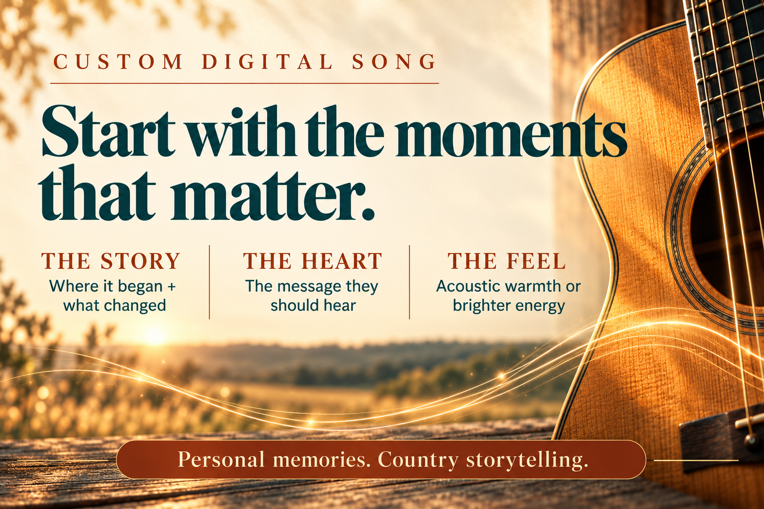 Country custom song marketing draft: Proposed personalization. Proposed offer, not available to order.