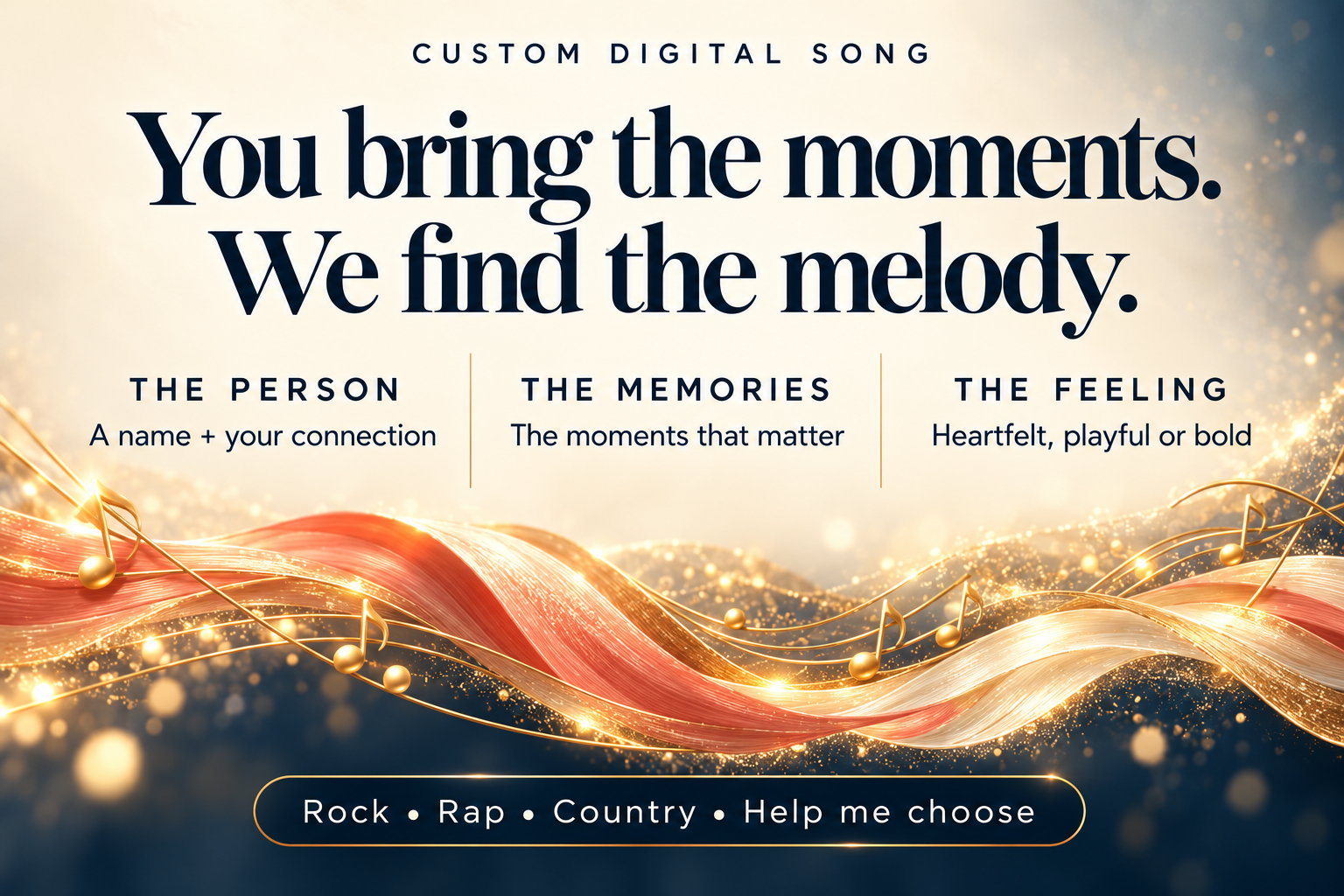 General custom song marketing draft: Proposed personalization. Proposed offer, not available to order.