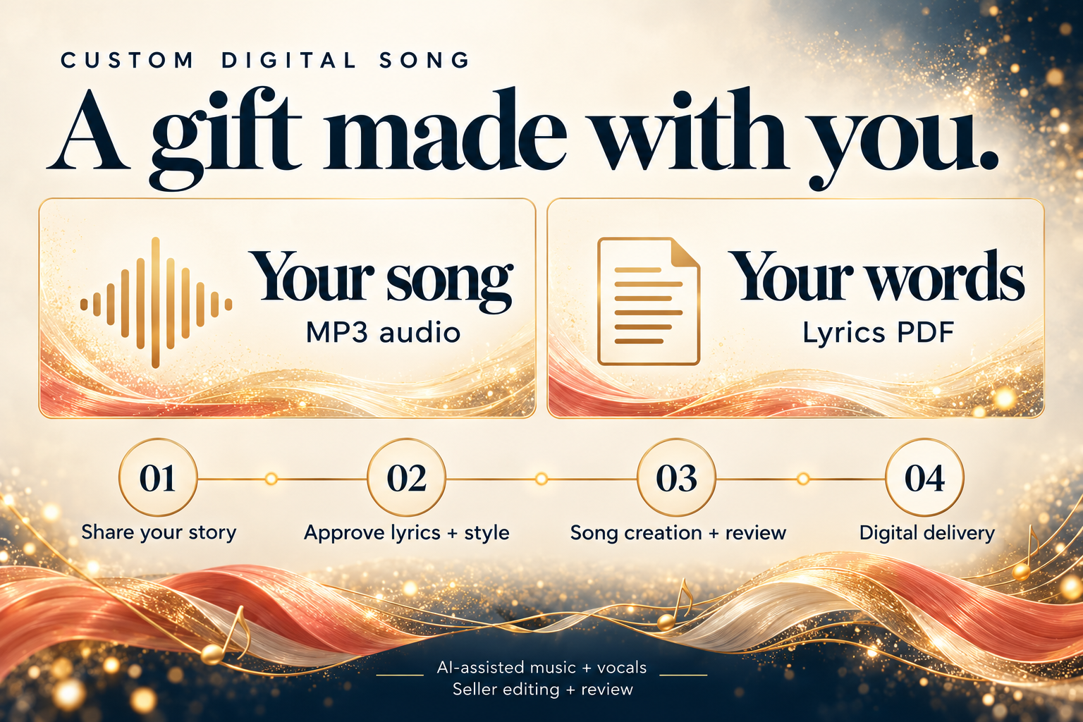 General custom song marketing draft: Proposed package and process. Proposed offer, not available to order.