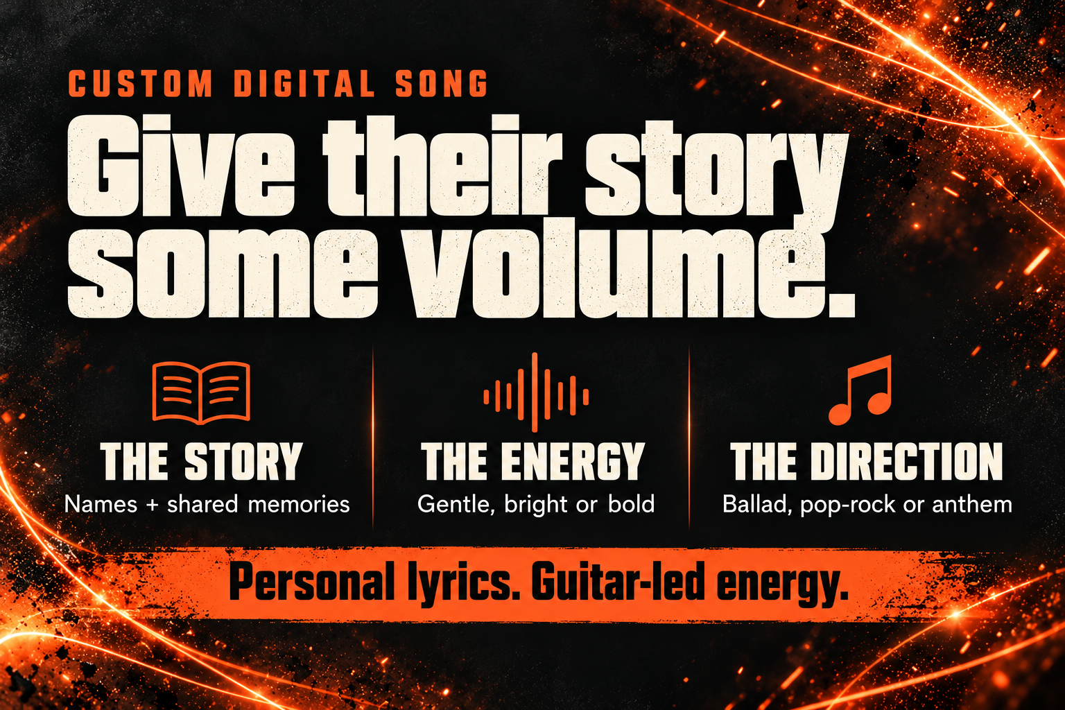 Rock custom song marketing draft: Proposed personalization. Proposed offer, not available to order.
