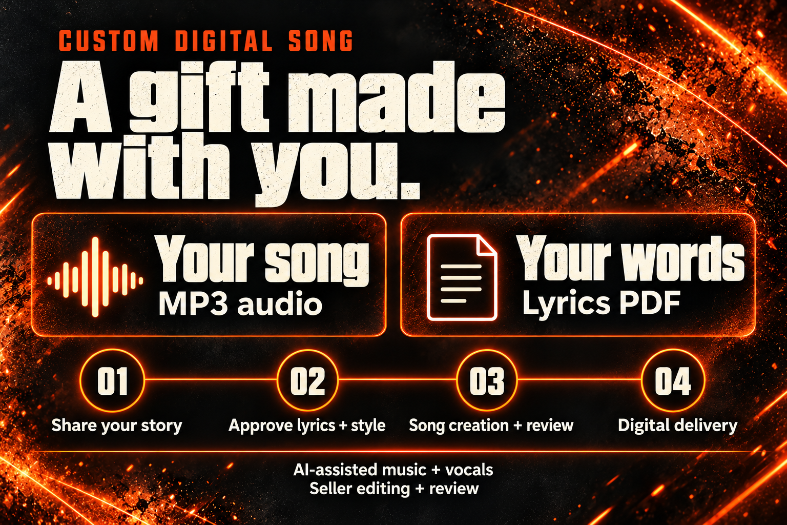 Rock custom song marketing draft: Proposed package and process. Proposed offer, not available to order.
